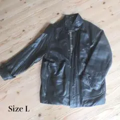 【NORTH BEACH LEATHER】黒 レザー ジャケット（SIZE L）