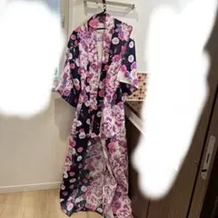 浴衣 単品 牡丹 蝶柄 ネイビー パープルのサムネイル