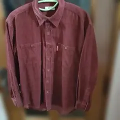 最安値‼️バーガンディ コーデュロイ 長袖シャツL