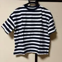 GU ボーダー ポケットTシャツ ネイビー×ホワイト Mサイズのサムネイル