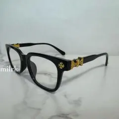 黒縁　クリア メタル ゴールド　伊達メガネ