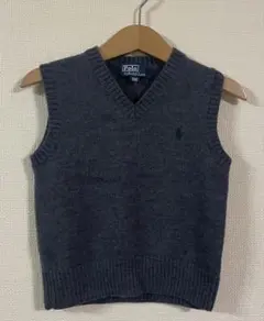 美品　ラルフローレン　ニット　ベスト　100サイズ グレー　ウール