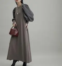 ボリュームスリーブ ロングワンピース