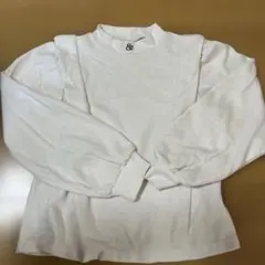 ホワイト長袖カットソー ハイネック パフスリーブ