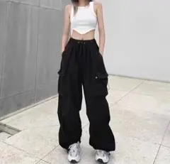 カーゴパンツ 2セット ブラック・カーキ XLサイズダンス カモパンツ 薄手