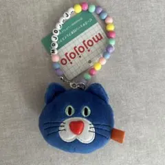 mojojojo モジョジョジョ ビーズチェーン付きフェイスマスコット ねこ 青