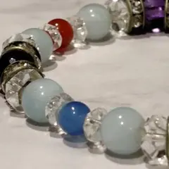 ブレスレット　アクセサリー　天然石　マルチカラー　ラインストーン　ジュエリー