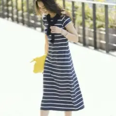 ユニクロ 佐々木希着用 ブラワンピース ネイビーボーダー　M
