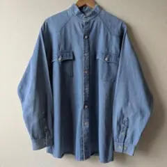 90s Perryman アリゾナ USA製 バンドカラー デニムシャツ L