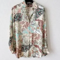 ZARA パッチワーク風 とろみブラウス