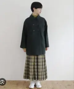 ダークグリーン ウールピーコート