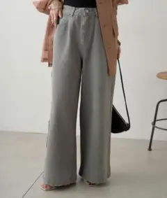 Omekashi　ドロストワイドデニム　ワイドデニム　ストレートデニムのサムネイル