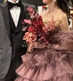 ウェディングブーケ アーティフィシャルフラワー 赤 ピンク