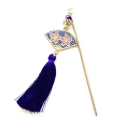 和風　紫　桜の花と和柄　簪