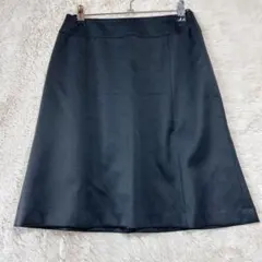 ナチュラルビューティーベーシック　台形スカート　裏地付　黒　通勤　フォーマル　S