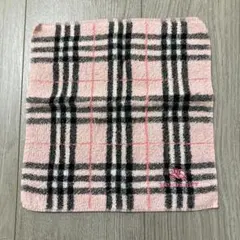 BURBERRYチェック柄タオルハンカチ ピンク