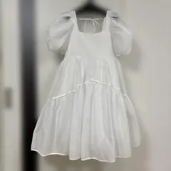 トリートユアセルフ バルーンフラワージャガードワンピース ホワイト
