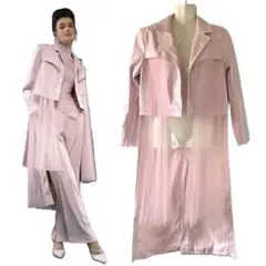 SHEIN✨フェイクレザー×チュールドッキングコート ピンクのサムネイル