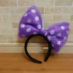一度使用のみ ディズニーランド カチューシャリボン 紫 ミニー
