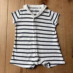 Petit Bateau ストライプロンパース6m/67cm