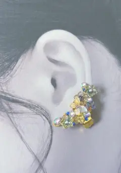 お花と蝶のイヤーカフ／イヤリング　ハンドメイド