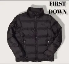 【FIRSTDOWN】ダウンジャケット 刺繍ロゴ ブラック XLサイズ