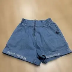デニムブルー 刺繍ハーフパンツ