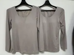 ユニクロ　ヒートテックブラＵネックＴ　８分袖　S ２枚組