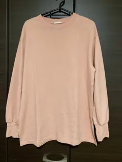 ピンク 長袖Tシャツ サイドスリットM