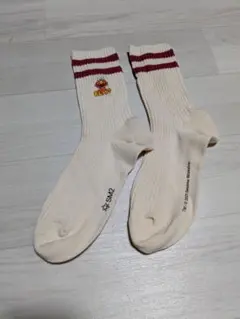 SamansaMos2エルモコラボラインソックスベージュ23-25cm