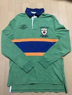 polo by Ralph Laureラガーシャツ刺繍ロゴ ボーダー緑M古着