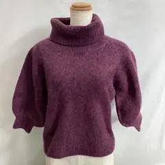 T850-60 レディース七分袖セーター 紫 冬 F シェリーモナ 1/12
