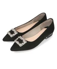 Oriental Traffic ビジューモチーフフラットパンプス 黒