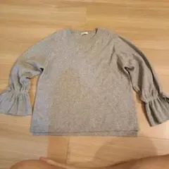 GLACIER グレー フリル袖 ニット L