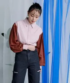miette シアータックスリーブストライプシャツのサムネイル