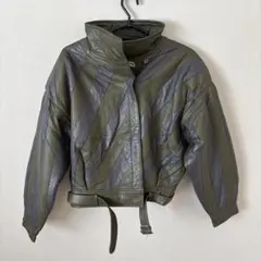 山羊革　レザー　カーキネイビー　ジャケット　コート