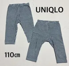 UNIQLO 黒と白のギンガムチェックレギンス　七分丈　2枚セット　双子　お揃い
