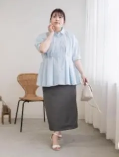 クレット 未使用 タグ付き ラメ入りカットジョーゼットナロースカート 4L