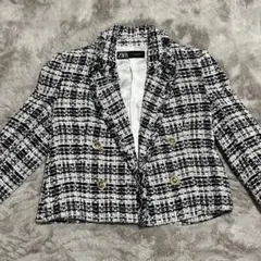 ZARA ネイビー ツイード ジャケット Sサイズ