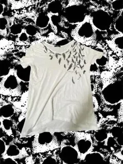 羽プリント Vネック 半袖Tシャツ 平成　お兄系