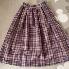 サマンサモスモス　ウール混チェック柄スカート　ピンクのサムネイル