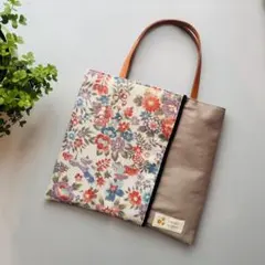 着物リメイクミニトートバッグ 高級ヌメ革持ち手 ちりめん着物 訳あり