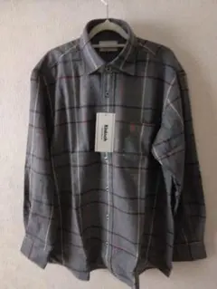 ★未使用タグ付★Kinloch グレー チェック 長袖シャツ シャギーコットン