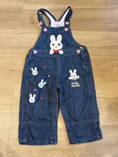 MIKI HOUSE ベビー デニム オーバーオール うさぎ