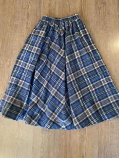 フランス古着屋　チェックスカート　ブルー