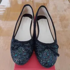 オリエンタルトラフィックグリッター ブラック バレエシューズ 23cm