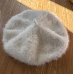 ホワイト ベレー帽 毛素材