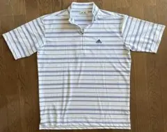 adidas ボーダー ゴルフシャツ ハーフジップ M