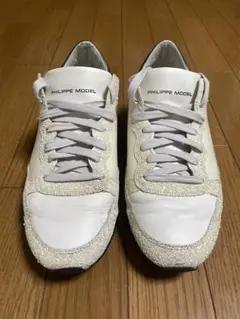 EMPORIO ARMANI レザーパネルレースアップスニーカー白 サイズ7 - メルカリ