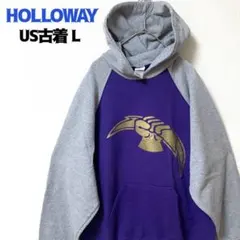 US古着 HOLLOWAY スウェットパーカー ラグラン ゆるだぼ パープル